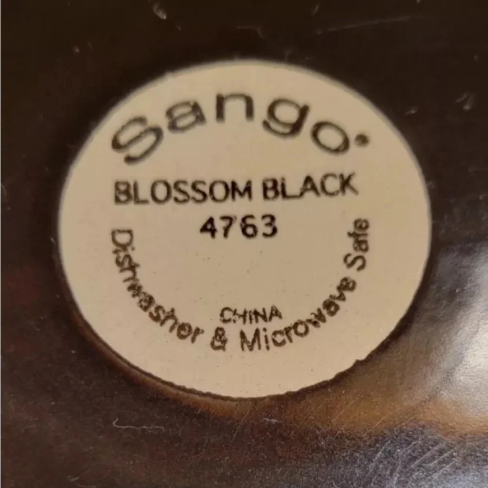Sango Blossom Black 8” green gray square salad plate (two available) EUC